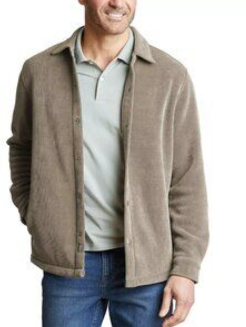 Copper & Oak Taupe Shirt Jacket Shacket Snap Front - XL
